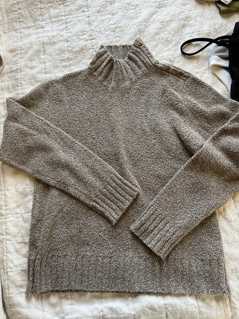 Columbia Women's Bouclé Mock Neck Sweater in Taupe
